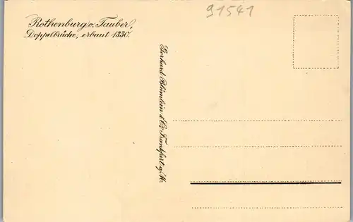 43173 - Künstlerkarte - Rothenburg ob der Tauber , Doppelbrücke signiert - nicht gelaufen