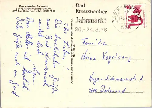 44379 - Deutschland - Bad Kreuznach , Kursanatorium Salinental - gelaufen 1976