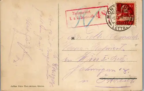 44555 - Schweiz - Territet Montreux , Panorama , Zensuriert Stempel K. u. k.  - gelaufen 1918