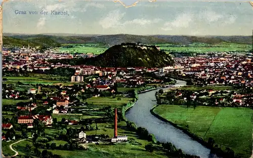 44560 - Steiermark - Graz , Ansicht von der Kanzel , Panorama - gelaufen 1918