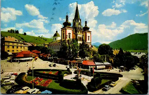 45256 - Steiermark - Mariazell , Basilika , Gnadenkirche , VW Käfer - gelaufen 1977