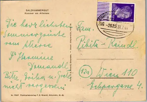 45597 - Oberösterreich - Kammer am Attersee , Schörfling , Salzkammergut , Panorama , Zug Stempel - gelaufen 1944