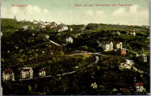 45723 - Deutschland - Stuttgart , Blick auf alte Weinsteige und Degerloch - gelaufen 1910