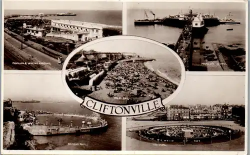 45844 - Großbritannien - Kent , Cliftonville , Bathing Pool , Margate Jetty , The Oval , Winter Garden - gelaufen 1938