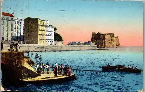 45937 - Italien - Napoli , Neapel , Via Partenope con Castello - gelaufen 1914