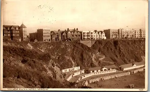 46024 - Großbritannien - Newquay , Tolcarne Beach & Hotels - gelaufen 1950