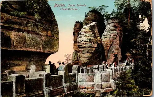 46366 - Deutschland - Bastei , Basteibrücke , Sächsische Schweiz - gelaufen 1913