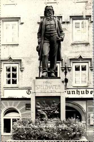 46486 - Oberösterreich - Ried i. Innkreis , Denkmal Franz Stelzhammer - gelaufen 1963