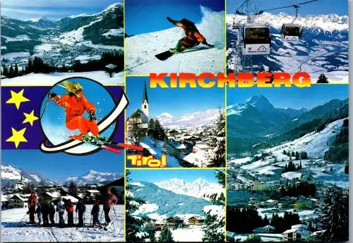 47021 - Tirol - Kirchberg , Ski , Fleckalmbahn zum Hahnenkamm ,  Mehrbildkarte - gelaufen