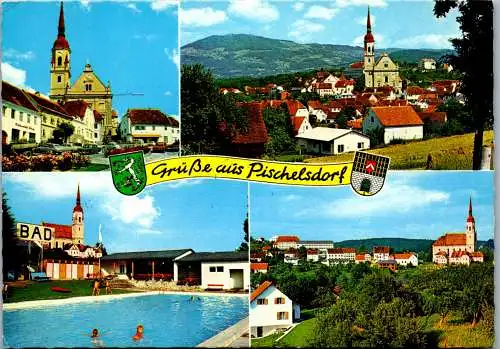 47419 - Steiermark - Pischelsdorf , Ortsansicht , Schwimmbad , Freibad , Mehrbildkarte - gelaufen 1976