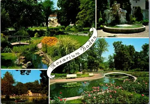 47932 - Niederösterreich - Baden bei Wien , Rosarium , Mehrbildkarte - gelaufen 1977