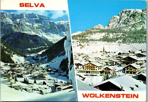 48019 - Italien - Selva , Wolkenstein gegen Sella Gruppe , Val Gardena , Gruppo Sella , Grödental - gelaufen