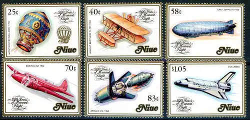 Niue 511-516 postfrisch Flugzeuge #GI214