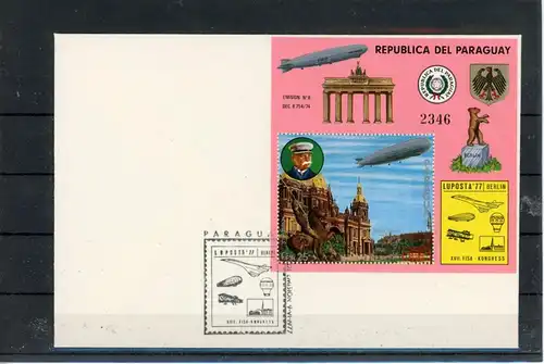 Paraguay Block 299 Zeppelin Ersttagesbrief/FDC #JL295