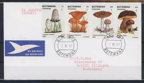 Botswana 317-320 Pilze Ersttagesbrief/FDC #1G442