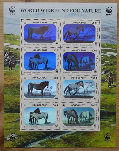 Mongolei Kleinbogen 3126-3129 postfrisch WWF Hologramm Bogen #HL549