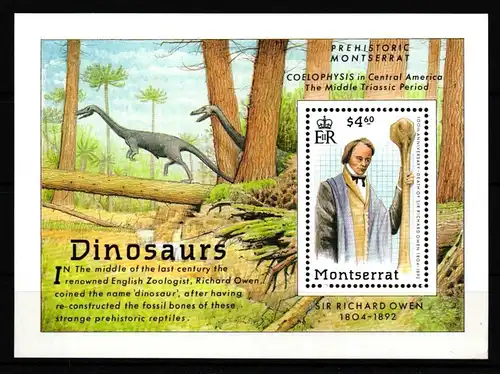 Montserrat Block 63 postfrisch Prähistorische Tiere Dinosaurier #HR196