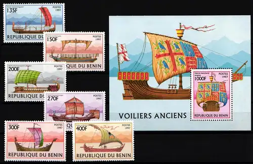 Benin 971-976 und Block 33 postfrisch Schifffahrt #JH975