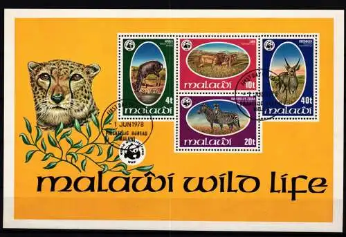 Malawi Block 52 gestempelt Ersttagsstempel / Wildtiere #KC574