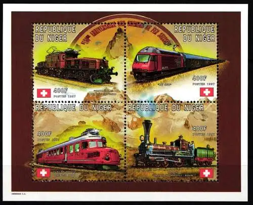 Niger 1343-1346 postfrisch als Kleinbogen Eisenbahn Lokomotive #KP988