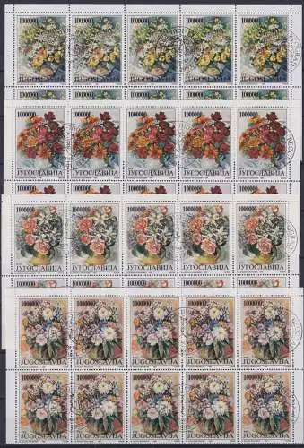 Jugoslawien 2614-2617 gestempelt mit EST, als 10er Bogenteile, Blumen #NM436