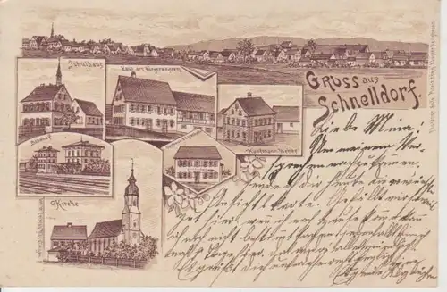 Schnelldorf Litho Gasthaus z. Eisenbahn gl1899 72.937