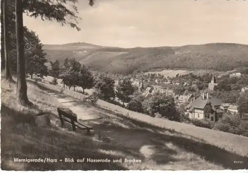 Wernigerode Harz Blick >Hasserode>Brocken gl1960 B6451