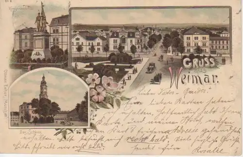 Weimar Litho Denkmal Schloss Panorama gl1897 92.650