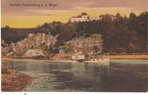 Schloss Fürstenberg a.d.Weser Dampfer gl1920 20.978