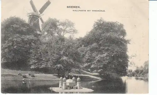 Bremen Wallpartie mit Windmühle gl1908 21.267