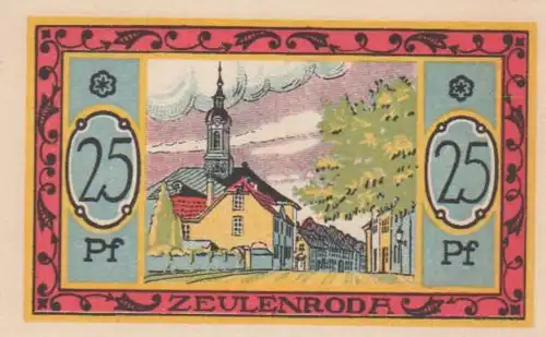 Zeulenroda Notgeld der Stadt über 25 Pfennig 90.165