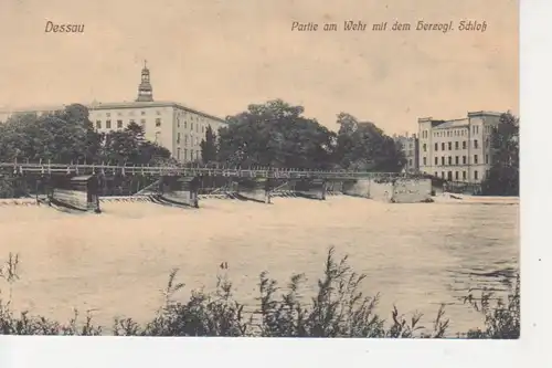 Dessau Partie am Wehr mit herzogl. Schloss ngl 92.042