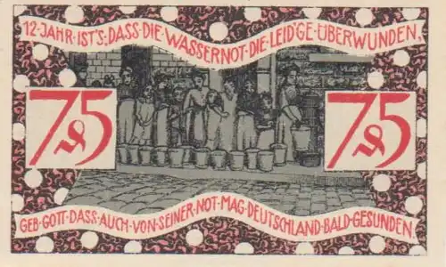 Zeulenroda Notgeld der Stadt über 75 Pfennig 90.159