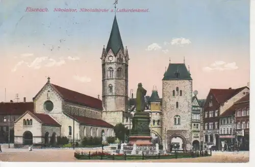 Eisenach Nicolaitor Kirche Lutherdenkmal gl1916 90.422