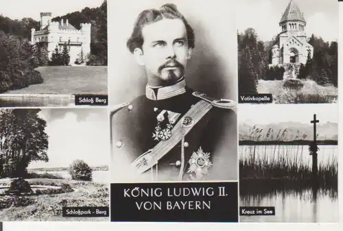 König Ludwig II. Schloß u. Schloßpark Berg Votivkapelle Kreuz im See ngl 221.431