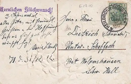 Neujahr-Wünsche, Prägedruck gl1912 E1810