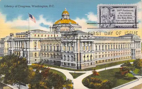 Washington D.C. Library of Congress With Stamp First day of Issue ngl 164.153