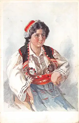 Trachten: Frau in Tracht in der CSSR gl1915 164.623