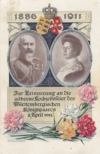 Stuttgart, Silberne Hochzeit 1911 Württ.Königspaar ngl E7055