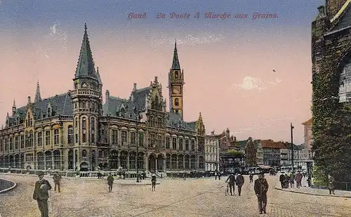 Gand/Gent, La Poste & Marché´aux Grains feldpgl1916 F0452