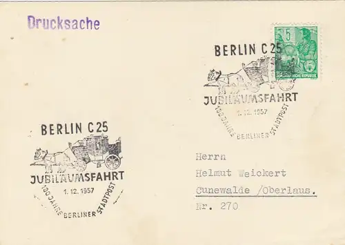 Berlin-- C 25, Sonderstempel Berlinder Stadtpost gl1957 F7064