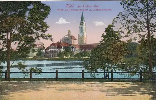 Kiel, am kleinen Kiel, Stadttheater und Rathausturm ngl F7420