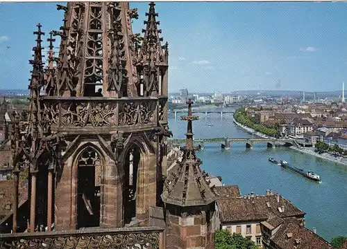 Basel, Drei Rheinbrücken und Münsterturm ngl G0784