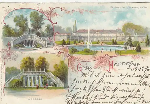 Hannover,Schloss Herrenhausen, Grotte, Cascade, Litho gl1896 G2823