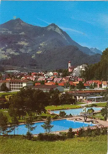 Bludenz, Vorarlberg, Haldenschwimmbad gegen Mondspitze gl1972 G4397