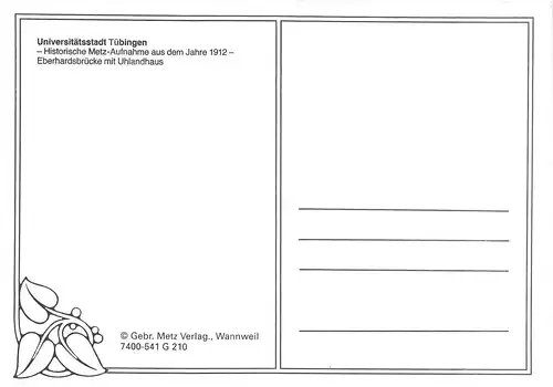 Tübingen Brücke Uhlandhaus Historische Aufnahme aus 1912 ngl 170.367