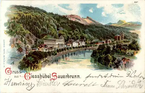 Gruss aus Giesshübel Sauerbrunn - Litho -66032