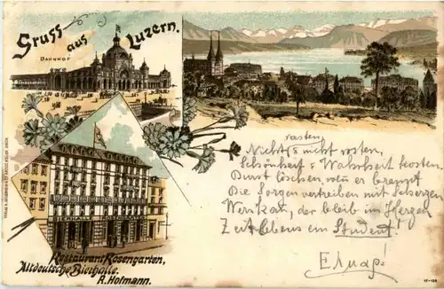 Gruss aus Luzern - Litho - Restaurant Rosengarten -141710