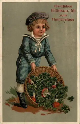 Kind mit Pilz - Prägekarte -164260