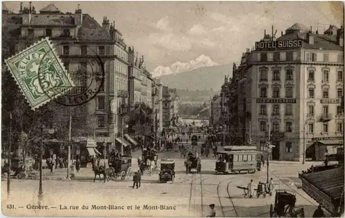 Geneve - La rue du Mont Blanc mit Tram -172862